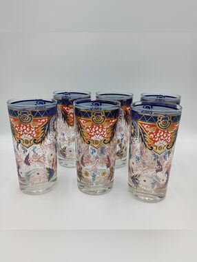 6 Vintage CERA Imari Highball Glasses